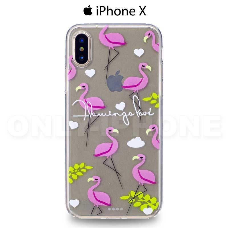 Coque iPhone X Flamants Roses