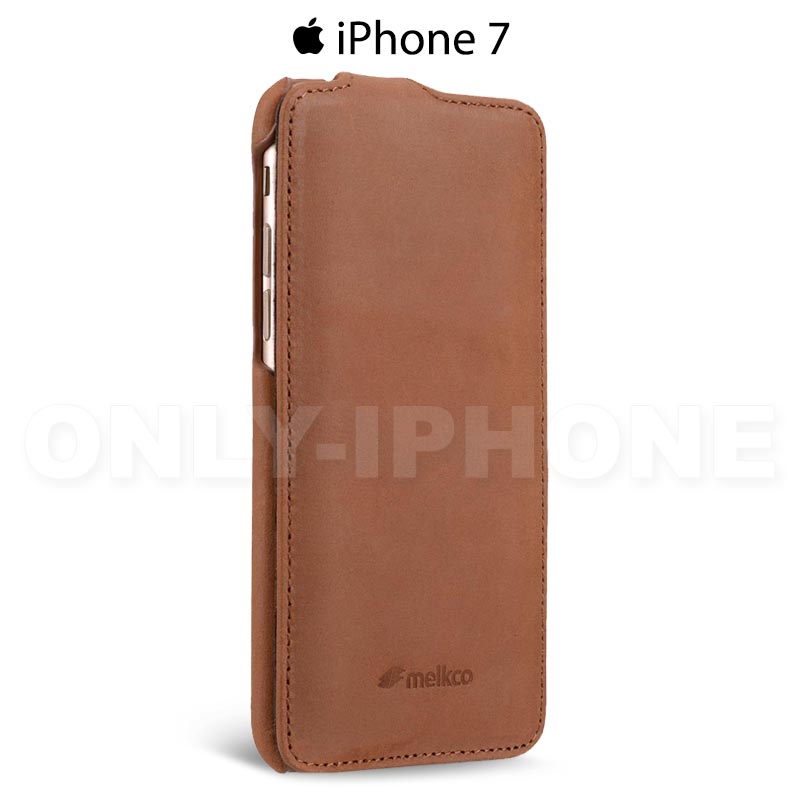 Protection cuir luxe clapet iPhone 7 vintage Melkco